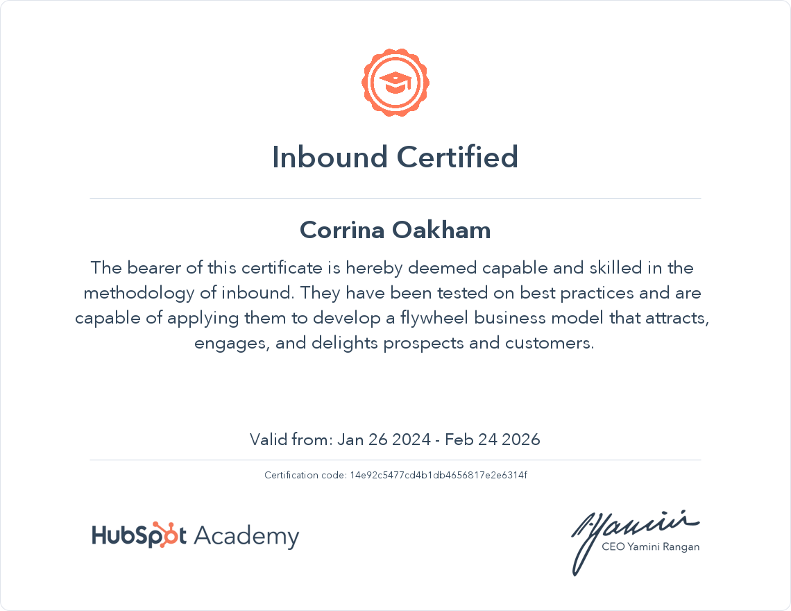 Inbound Certification